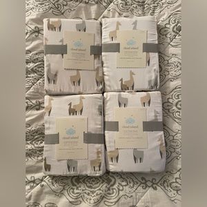 Fitted Jersey Crib Sheet - Cloud Island Llama/Dark Gray 4pk